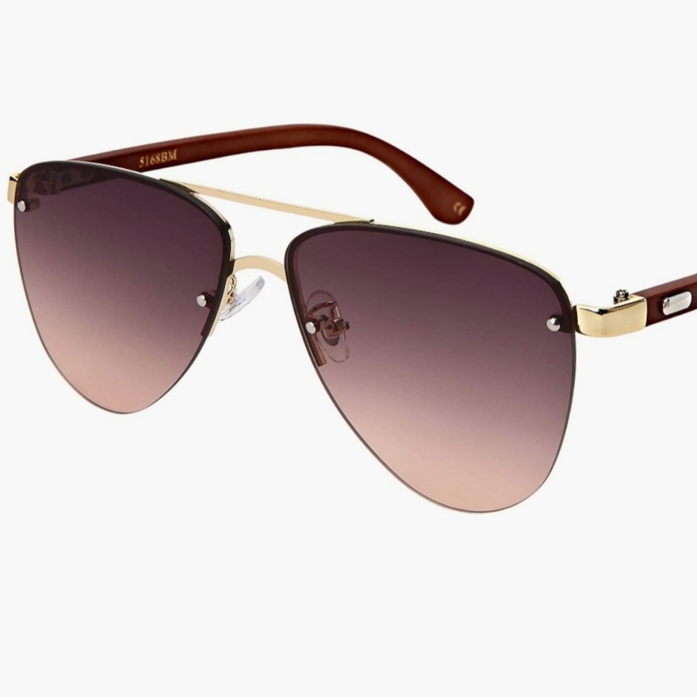 Edge I-Wear Natural Bamboo Sunglasses Semi-Rimless